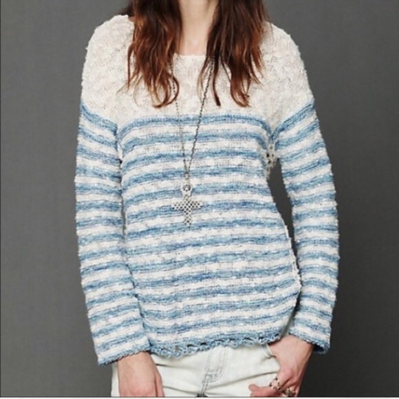 Free People Striped in Crochet Pullover - Picture 1 of 8